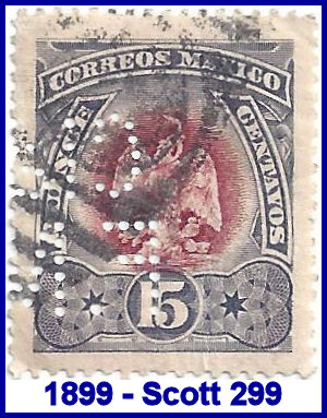 Ferrocarril Mexicano 1899 perfin